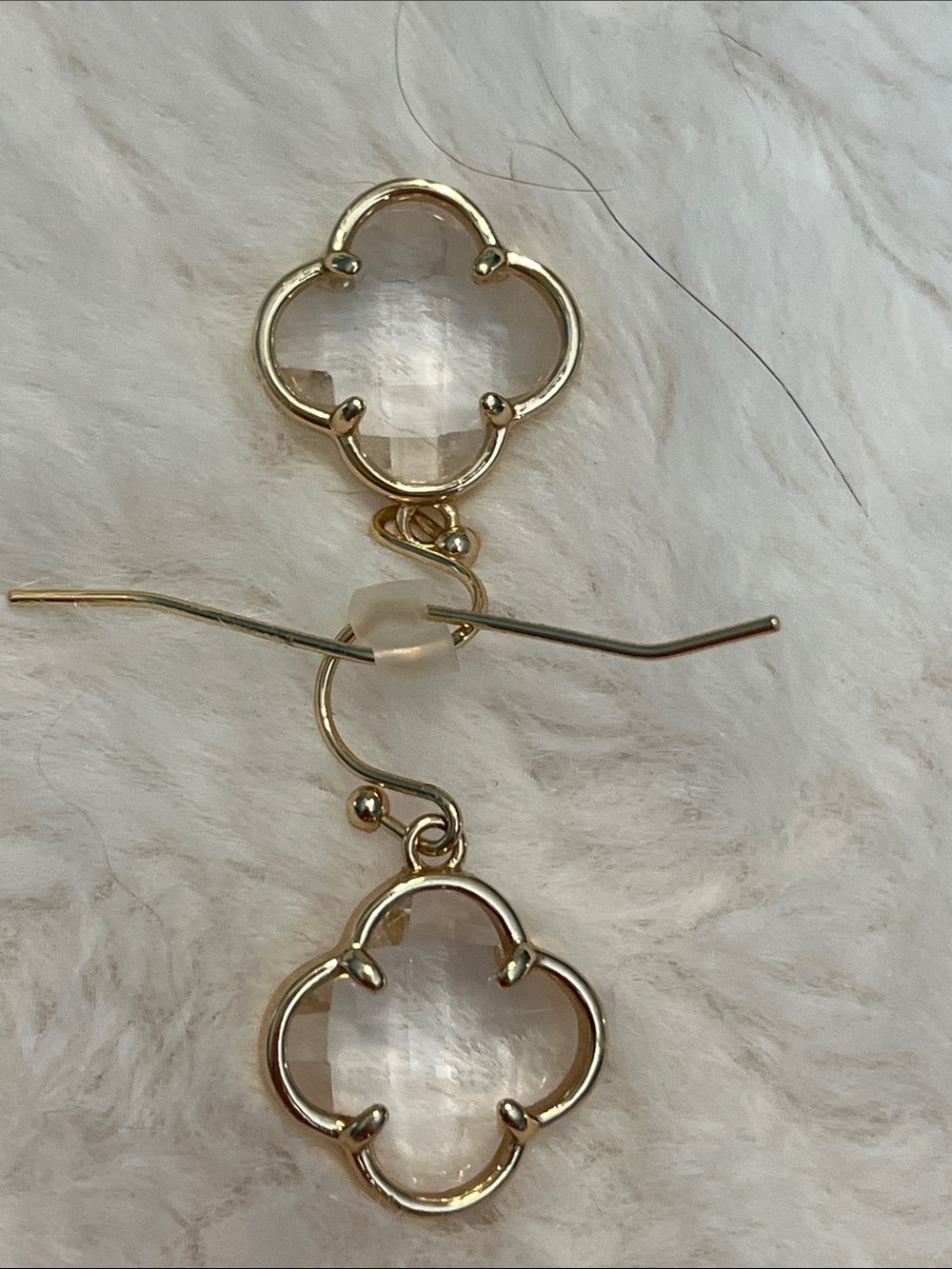 Tahari Gold-Tone Clear Crystal Clover Dangle Hair Pin
